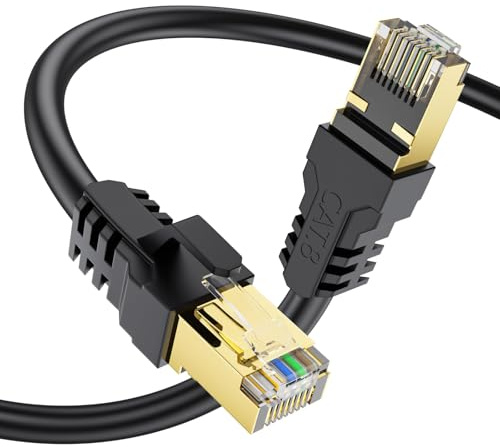 YSONG Cat 8 Ethernet Cable 5M, High Speed 40Gbps 2000Mhz Internet Cable, Lan Cable with Gold Plated RJ45 Connector,Weatherproof Outdoor&Indoor,for/PC/Modem/Router/Gaming, Faster Than Cat7/Cat6/Cat5