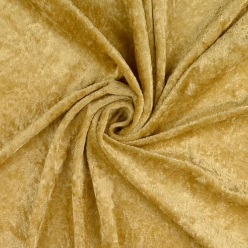 Pannesamt Meterware - Panné Samt Stoff - Dekostoff, Knit Velour Polyester - Samtstoff glänzend - Velour glänzend *Ab 100cm x 147cm, Farbe: 037 gold