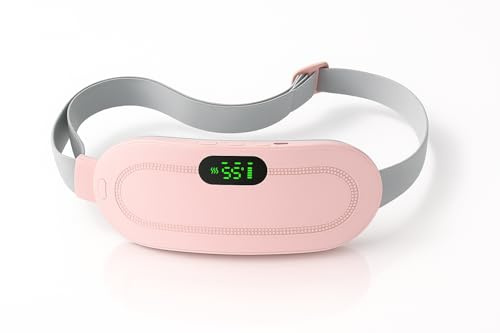 Portable Period Pain Relief pad with Rapid Heat & Massage Therapy. 3 Heat Levels, 4 Vibration Modes, USB Powered for Abdomen & Lower Back.