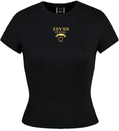19V69 ITALIA Leta Logo - Damen T-Shirt Basic - Shirt Kurzarm Damen - L