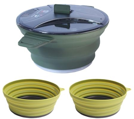 Pentole Da Campeggio - Costruzione In Silicone In Acciaio Inossidabile, Design Pieghevole Resistente Al Calore, Set Di Ciotole Per Pentole Portatili, Kit Di Pentol Per Campeggio Con Zaino In Spalla |