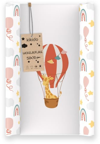 Kikido Materassino Fasciatoio 50x70 - Mongolfiera - Materasso Fasciatoio in PVC con Bordi Rialzati - Materassino Universale con Spondine di Sicurezza, Universale e Impermeabile 70x50
