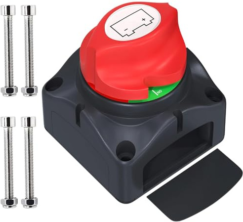 Batterietrennschalter 12V 24V 48V, Batterie Trennschalter, Hauptschalter | Auto Batteriehauptschalter, Battery Disconnect Switch, Kill Switch Zubehör für Auto Boot Motorrad LKW Wohnmobil Traktor