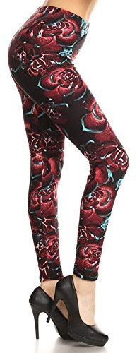 Leggings Depot Leggings mit hoher Taille mit Blumen- und Weltraumdruck für Damen – regulär, Plus, 1 x 3 x 5 x, My Enigma, Einheitsgröße Mehr