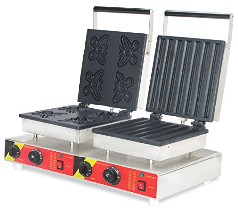 CGOLDENWALL Np-562 Commercial gaufré machine à pain en forme de papillon gaufrier Maker antiadhésif Waffle grille-pain à double gaufré Baker électrique Waffle Réchaud Churros machine - 220V