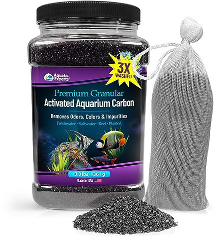 Aquatic Experts Premium Aktivkohle - Aquariumfilter Aktivkohle Medien mit feinmaschigem Beutel - 1,4 kg - Entfernt Gerüche und Verfärbungen mit Bitumenkohle