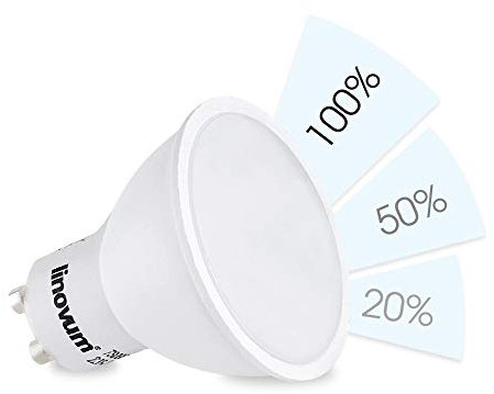 linovum fourSTEP Dim GU10 LED Lampe dimmbar mit 4-Schritt Dimmung, dimmbar ohne Dimmer mit jedem Lichtschalter 5W Lichtfarbe neutralweiß, Menge:1 Stück