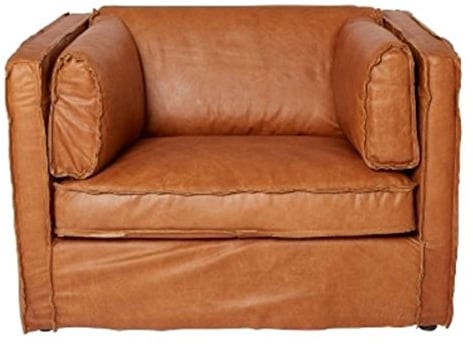 Casa Padrino Luxus Leder Sessel Braun 106 x 99 x H. 73 cm - Echtleder Möbel