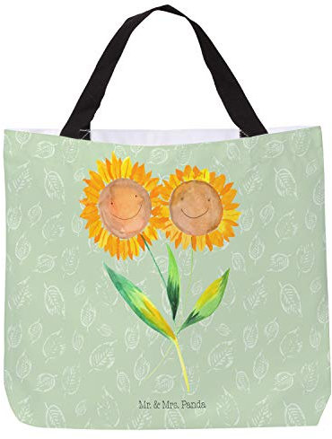 Mr. & Mrs. Panda Shopper Blume Sonnenblume - Geschenk, Lieblingsmensch, Freundschaft, Beutel, Sommer Deko, zusammen, Schulbeutel, Strandtasche,