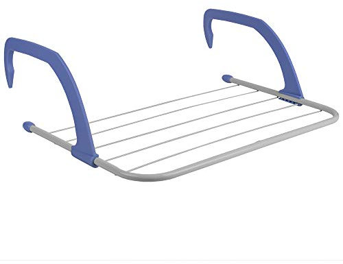 Home Basics Perchero de lavandería Ligero y Resistente, Barra para Colgar y secar al Aire en Interiores, Toallas, Abrigos, lencería, Ropa recién planchada, Medias, Acero al Carbono, Color Blanco