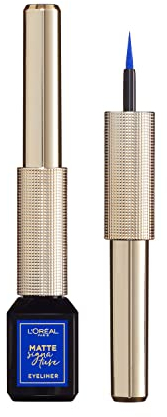 L'Oréal Paris Matte Signature Eyeliner 02 Blue, blauer Eyeliner mit Präzisionspinsel für einen präzisen Lidstrich, wisch- und wasserfest, 3 ml