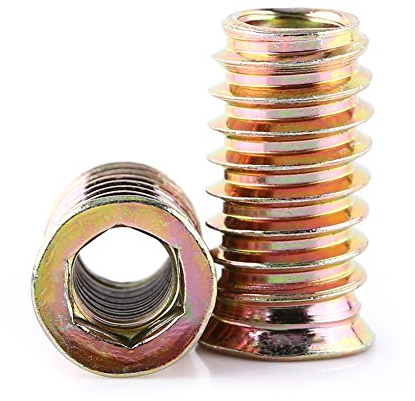 Boccole Filettate Per Legno, 20 Pezzi rti Filettati Per Legno M6 M8 M10 Acciaio al Carbonio Esagono Incassato Dadi rto Ffilettato Per Mobili in Legno(M8*25mm)