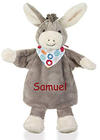 Sterntaler Esel Emmi Handpuppe-Schnuffeltuch mit Namen Bestickt, Mädchen/Jungen Baby & Kinder Schmusetuch personalisiert, Kasperlepuppe, Kasperletheater Puppe