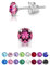 Orecchini Rosa a Perno da Donna - Punto Luce Argento 925 Con Brillantini di Cristallo Rosa - Orecchini Colorati