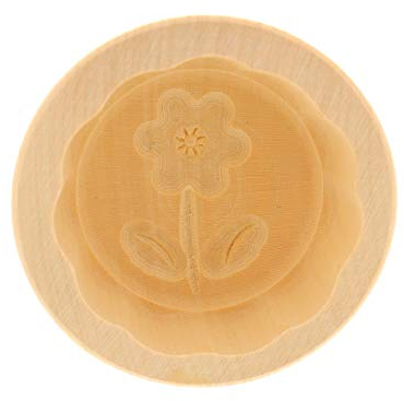 2X HOFMEISTER® Butterform, für 30 g Butter, 7 cm, Blume B, handgeschnitzt in Deutschland, Butter-Form zum Dekorieren, runde Sturz-Form, Butter-Model aus heimischem Ahorn-Holz