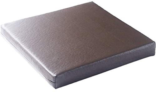 Dickes Stuhlkissen, Kunstleder, quadratisch, Sitzkissen, einfarbig, rutschfest, Sitzkissen, Stuhlkissen, Terrasse, Stuhlkissen, Esszimmerstuhl, Sofakissen, L-Braun, 50 x 50 x 1 0 cm (2