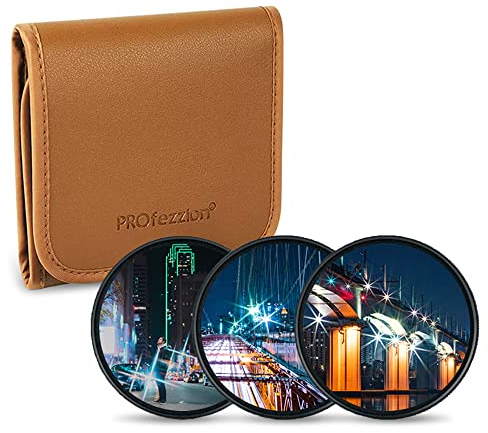 PROfezzion Filtre Etoile Variable 40,5 mm 3 pièces (4 Points, 6 Points, 8 Points) avec Etui de Protection pour Sony A6000 A6300 A5100 A7C avec Prise de Vue Nocturne E PZ 16-50 mm ou FE 28-60 mm