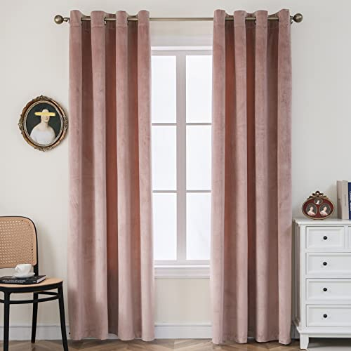 Pleasant Boulevard | Samtvorhänge [2 Paneele] Elegante Innenraumdekoration Großes Fenster Samt Drape Vorhang Ösen Stil, 2 Vorhänge (132,1 x 241,3 cm, Altrosa)