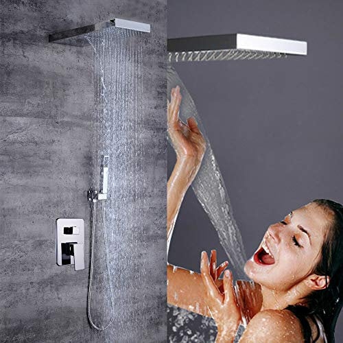 Set doccia con miscelatore termostatico, in acciaio inox, doccia a pioggia, kit combinato per montaggio a parete, sistema mixer, rubinetto, colonna doccia, set per bagno