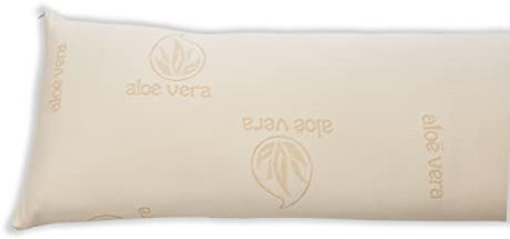 DECASATEXTIL®-Funda de Almohada Aloe-Vera con Cremallera Lateral- Diferentes Medidas- Adaptable, Hiper-Transpirable, Anti ácaros, Valida para Todo Tipo de Almohadas. (40x135cm)