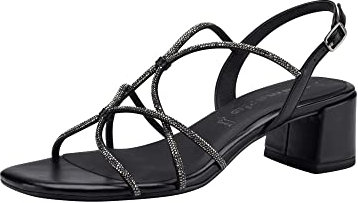 Tamaris Femme Sandales, Dame Sandales Fines,TOUCHit,Chaussures d'été,lanière,élégantes,féminines,à Talon léger,Black Metallic,36 EU