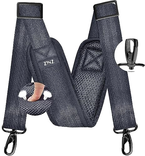 ZINZ 77 Pollici Tracolla con Cuscino Fisso Ultra Spesso e Fibbie a Doppio Bilanciamento, Tracolla di Ricambio Universale per Bagagli, Laptop, Telecamera, Borsa a Tracolla