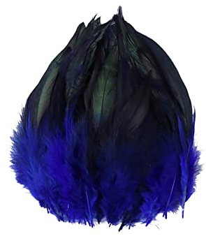 Surakey 100 Stück Basteln Federn,Blau Hahnenfedern,14-20CM DIY Bastelfedern für Bastelprojekte Traumfänger DIY Ohrringe Faschingskostüme Party Hüte Masken Schmuckstücke Ostereier Deko Fasanfedern