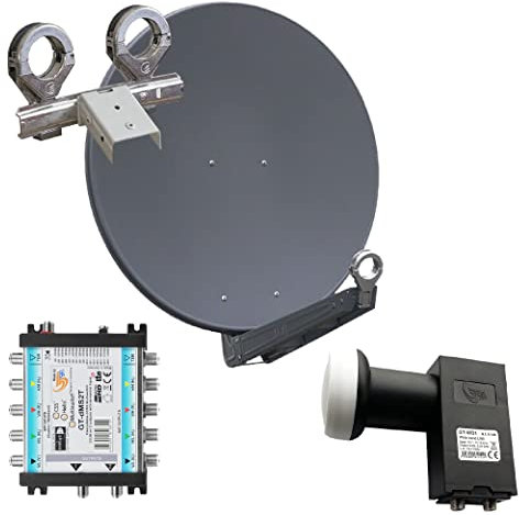 Gibertini OP 85 SE - Alu-Antenne - anthrazit - 32 Teiln. mit Wideb.-LNB und Multischalter für 2 Sat.