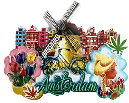 Amsterdam Holland 3D Fridge Magnet Souvenir Gift,Resin Handmade Amsterdam Refrigerator Magnet Home & Kitchen Decoration Collection