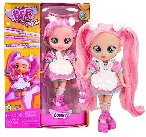 BFF by Cry Babies Coney - Collectible Fashion Doll with Long Hair, Fabric Clothes and 9 Accessories-Gift Toy for Girls and Boys +3 Years