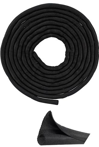 Qjaiune Kabel-Management, 3 m – 6,35 mm, Schwarz, geteilter Kabelschutz, Schreibtischkabel-Organizer, selbstwickelnder Draht-Webstuhl für TV, Computer, USB-Kabel, Netzkabel, Audio-Video-Kabel