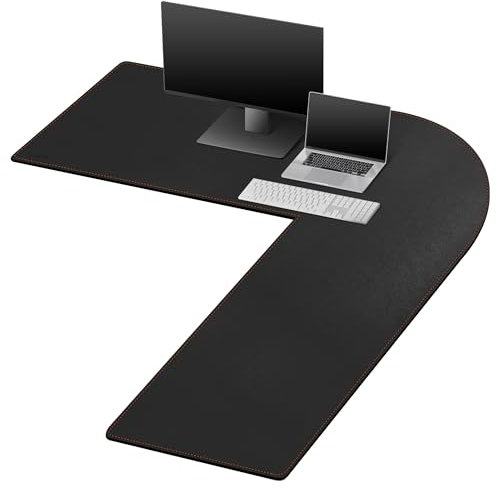 MAIDERN L-förmige Schreibtischunterlage (140+140) x50cm - XXL Ecken Mauspad, Wasserdicht & Rutschfest - Für Eckschreibtisch, Homeoffice & Gaming - Schwarz