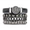 Eigso 2 Stück Lederarmband Manschette für Mann Frau Oldschool Wikinger Kompass Anhänger Armband Set für Männer Frauen