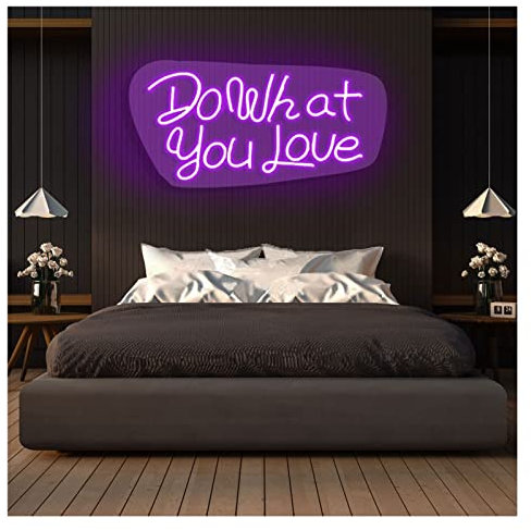 KHiry Do What You Love Personalized Custom Large Acrylic Light Up Neon Sign (Green 70X35CM) (Purple 70X35CM)