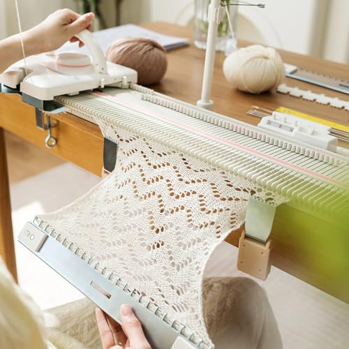 json2xml Strickmaschine – halbautomatisch, Schal-/Mützen-Strickgerät – 6,5 mm mittlere Stärke, Handstrickausrüstung mit Garnnadeln und Zubehör, geeignet für Verschiedene Strickmuster