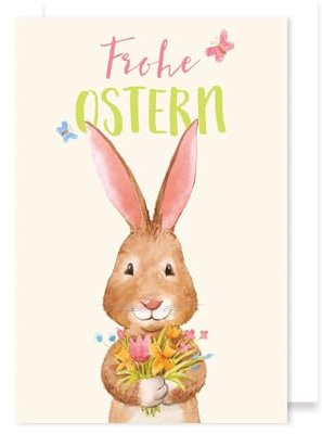 Ostern Karte Grußkarte Osterhase Blümchen 16x11cm