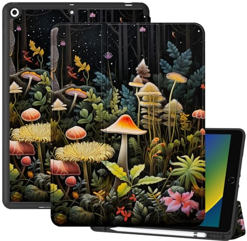 Deokke Funda compatible con iPad de 10.2 pulgadas, funda de 9ª/8ª/7ª generación (2021/2020/2019) con soporte para lápices, funda trasera de TPU suave, funda de apagado y encendido automático, bonita
