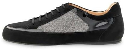 Werner Kern Damen Sneaker Tanzschuhe Carol - Veloursleder/Lack/Brokat Schwarz - Normalweite - 1 cm Keil-Absatz - Made in Italy