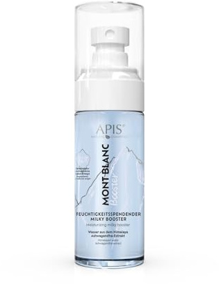 Apis Feuchtigkeitsspendender Milky Booster - 100 ml - mit Himalaya-Wasser, Ashwagandha und Hanföl Ultraleicht, Make-up-Grundierung, langanhaltende Feuchtigkeit