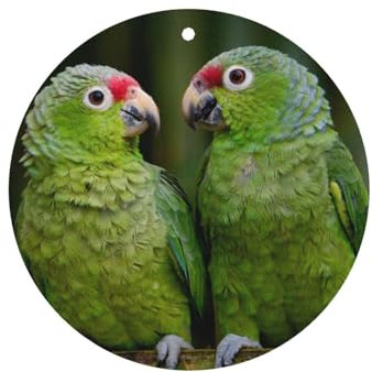 Two Parrots On Green Palm Tree Print Fragrant Auto Air Freshener - Car Perfume With Lavender Scent - Long-Lasting And Convenient