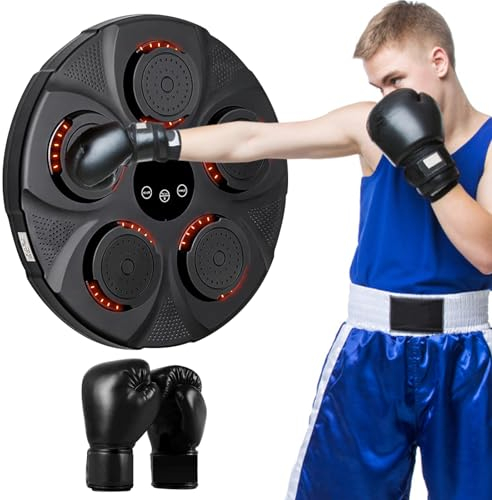 OUGPIU Music Boxing Machine, Bluetooth Musik Boxmaschine 43CM Elektronischer Musik Box mit 9 Geschwindigkeiten und Modi, Boxtrainingsausrüstung Boxsack für Zuhause,Fokus Agility Training