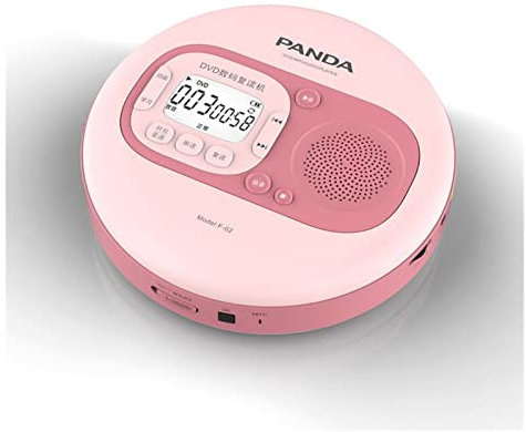 Portable Portable CD Player with Earphone | DVD/VCD/CD/CD-R/CD-RW/MP3 Compatible | LCD Display | Remote Control | USB/TF Card Socket Home Car & Travel(Pink)