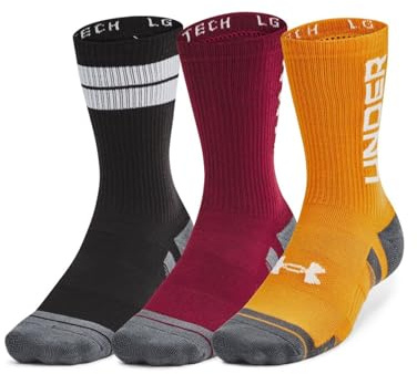 Under Armour Unisex-Erwachsene Performance Tech Crew (Pack of 3) Socken, Kardinal/Schwarz/Weiß, XL