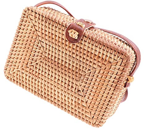 VALICLUD Rattan-handtasche Quadratisch Für Damen Gewebte Rattan-umhängetasche Kleine -tasche Mit Schultergurt Langlebig Und Praktisch