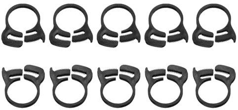 sourcing map 10 Pcs Adjustable Double Snap Grip Hose Clamps Plastic 23-24.8 Mm/0.91-0.98 Inches Inner Dia Adjustable Several Ratcheting Tubing Clamp for Home, Black