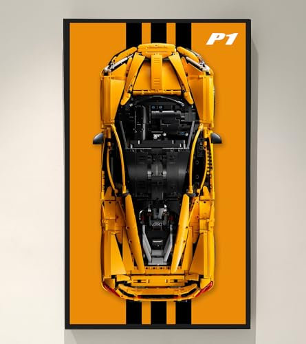 ICUANUTY Display-Wandtafel für Lego Technic McLaren P1 1:8 42172, kompatibel mit Lego P1 McLaren, Geschenkideen für Lego-Auto-Wandhalterungs-Enthusiasten, nur Wallboard! Größe: 75 x 45 cm (Orange +