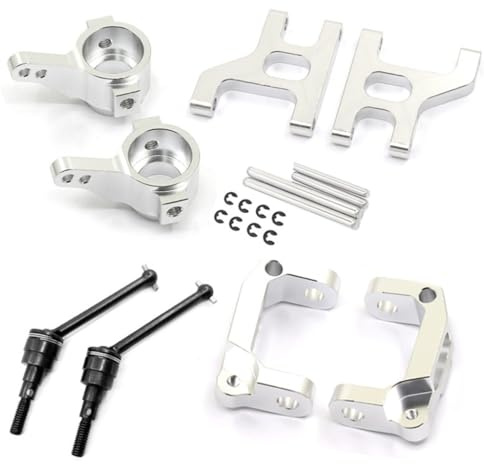Aluminium-Lenkbecher C Nabenträger vorne Lowr Querlenker Antriebswelle RC Teile Set für 1/10 Tamiya CC01 TA02 TA03 RC Auto, Silber