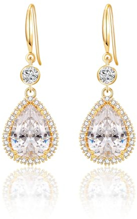 Shuxin Hochzeit Schmuckset Damen, Halskette & Ohrringe in Tropfenform mit 5A Zirkonia, Silber/Gold/Rosegold Schmuck Set Hochzeitstag Geschenke für Braut Frauen