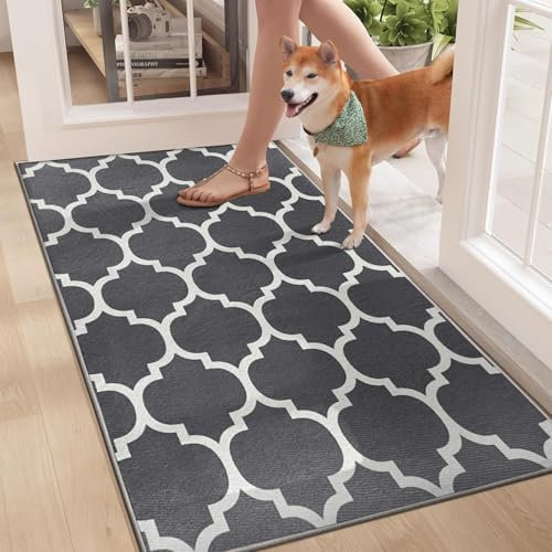 BedLooms Door Mat Indoor & Outdoor 60x110 cm – Non Slip Heavy Duty muddy mats for dogs UK – Stylish & Printed Welcome Front Doormat – Dirt Trapper Kitchen Floor Mat Inside Outside Doormats, Ava Grey