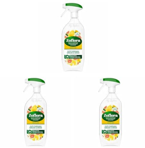 Zoflora Lemon Zing Multipurpose Disinfectant Spray, Antibacterial Multi-surface Cleaner, Pet-Friendly, Kills 99,9% of Bacteria & Viruses, 1 x 800ml (Pack of 3)